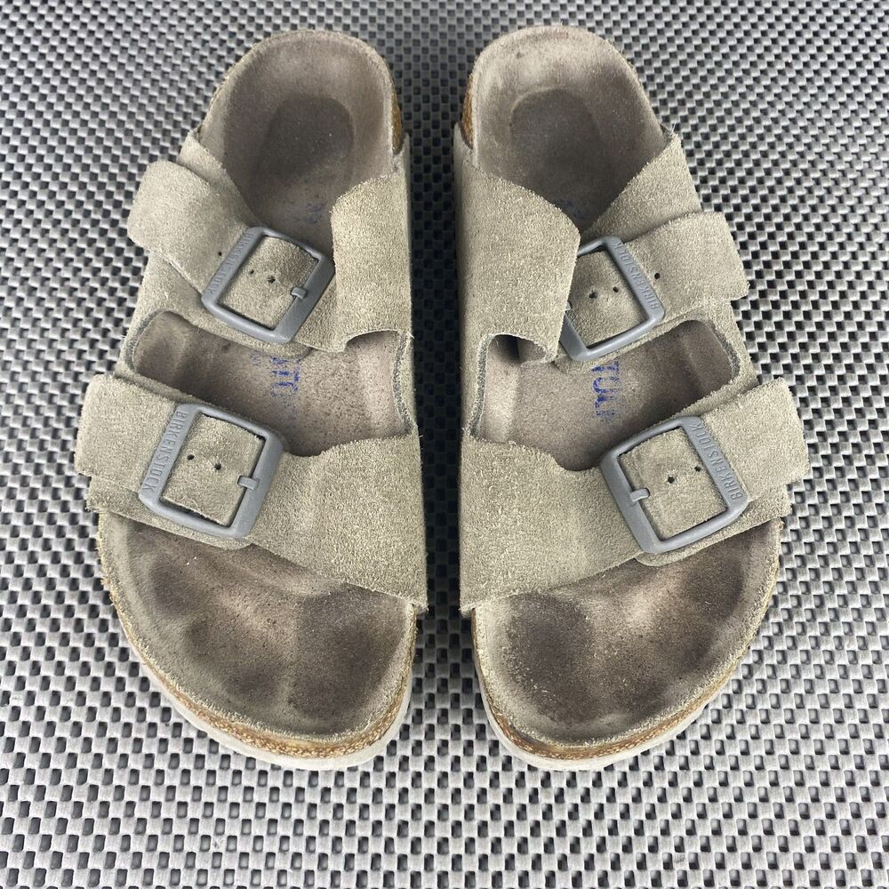 Birkenstock Arizona Sandals Adult 39 L8 M6 Taupe Gray Buckle Made in Germany - Picture 6 of 11